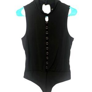 Black Sleeveless Bodysuit With Cutout. Size XL.
